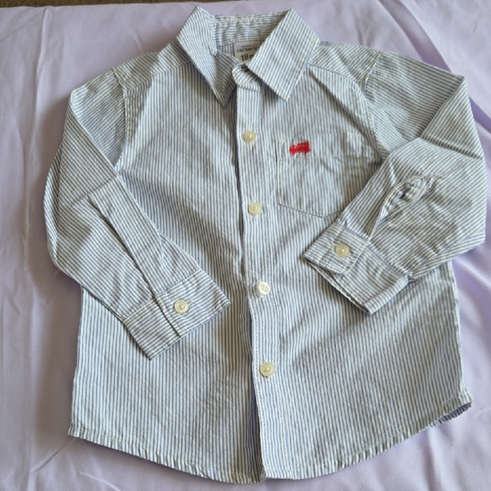 Carter's Gray and Red Button Down Shirt